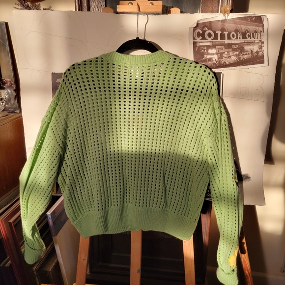 Shein Green Cardigan with Frog and Mushroom, Strawberries, Flowers and  Accents. - Picture 4 of 4